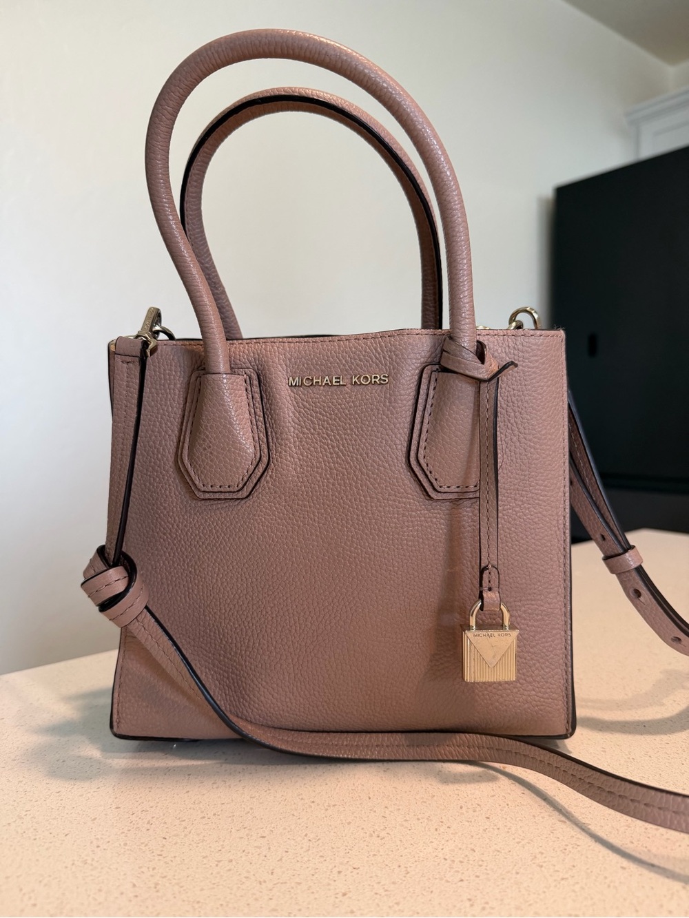Michael Kors Mauve Leather Satchel with Gold Hardware